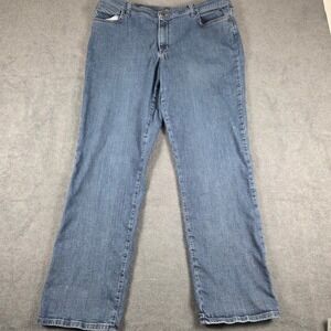 Lee Relaxed Fit Straight Leg Jeans Womens 16 Long Blue Good Stretch Denim